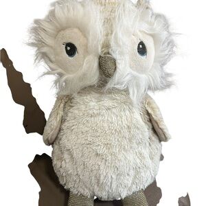 Pier One Webster Plush Owl Bird Toy - Cream gray soft